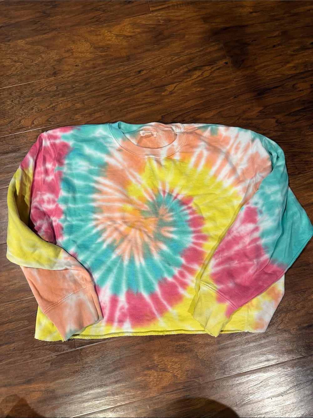 Women's Multicolor Tie-Dye Spiral Crop Sweatshirt